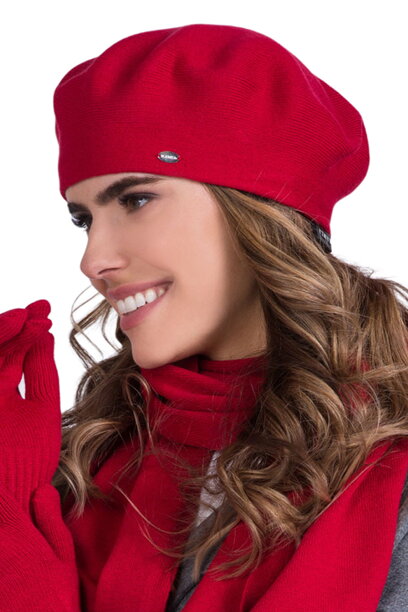 Červená dámska baretka na zimu Kamea Inezz
