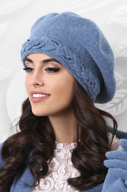 Jeans modrá luxusná zimná dámska baretka Kamea Bolzano