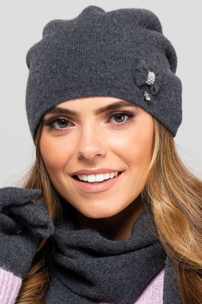 Grafitová elegantná zimná dámska čiapka Kamea Florida