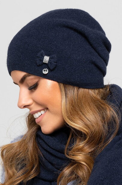 Tmavomodrá elegantná zimná dámska čiapka Kamea Florida