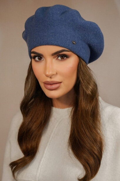 Jeans modrá elegantná dámska baretka na zimu Kamea Kiang