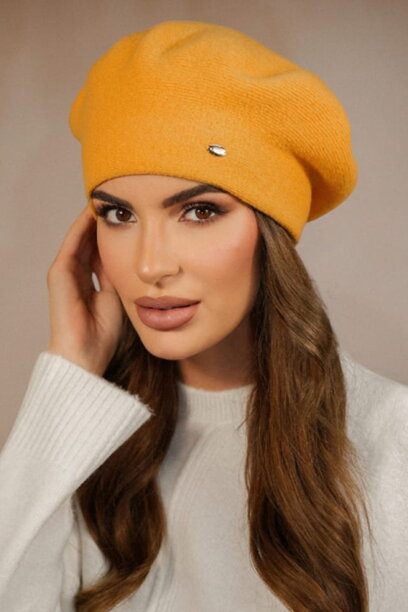 Medová žltá elegantná dámska baretka na zimu Kamea Kiang