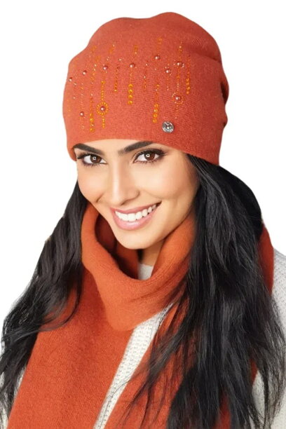 Tehlová dámska štýlová zimná čiapka Kamea Eleni