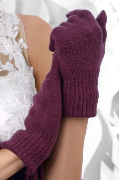 Burgundy fialové dámske rukavice na zimu Kamea 01