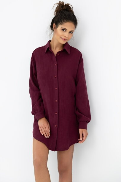 Dámska mušelínová nočná košeľa Sensis Ivory burgundy