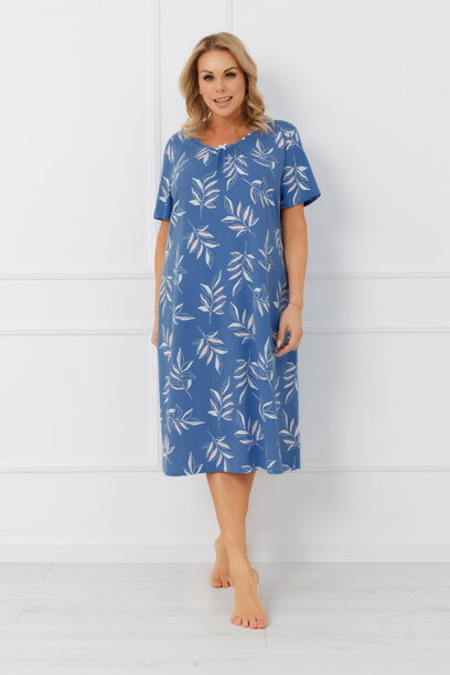 Dámska bavlnená nočná košeľa pre moletky Italian Fashion Perina nebesky modrá