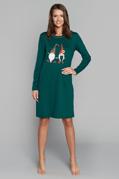 Vianočná dámska nočná košeľa Italian Fashion Santa mega soft zelená