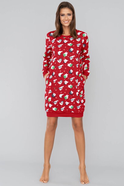 Vianočná nočná košeľa Italian Fashion Koda mega soft červená