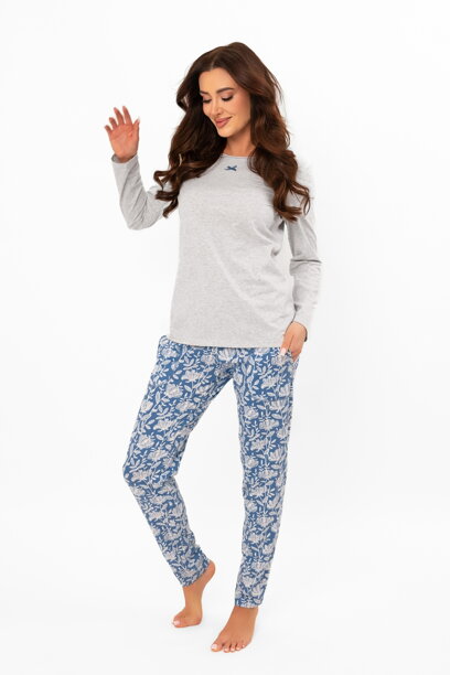 Dámske bavlnené pyžamo Italian Fashion Boma šedé