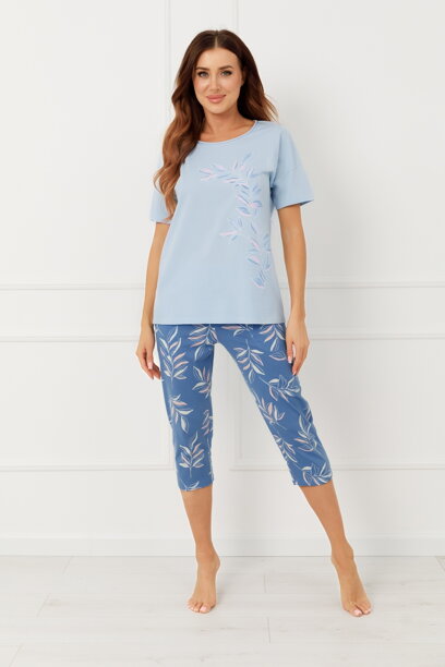 Dámske bavlnené pyžamo krátke Italian Fashion Erula nebesky modré