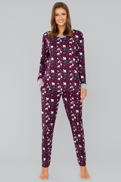 Vianočné dámske pyžamo Italian Fashion Ava mega soft bordové