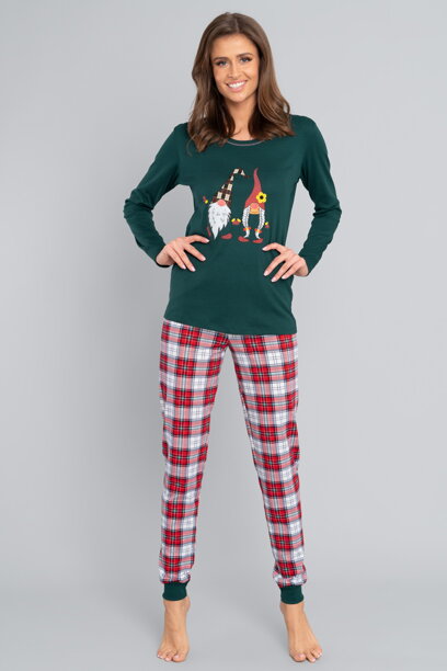Vianočné dámske pyžamo Italian Fashion Mossi mega soft zelené