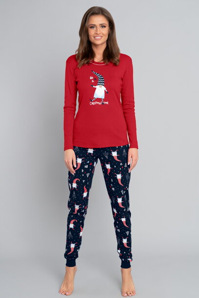 Vianočné dámske pyžamo Italian Fashion Skrat červené