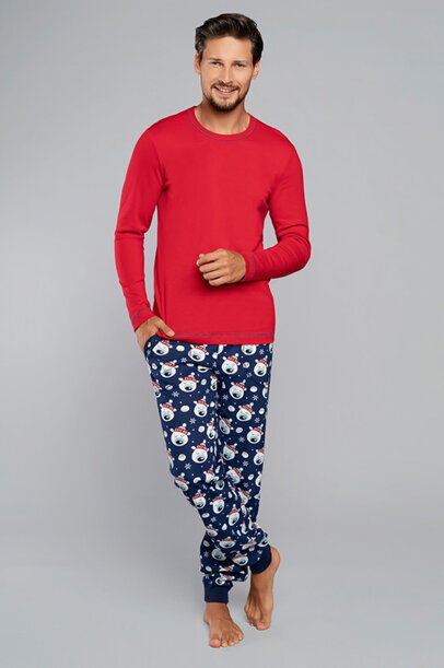 Vianočné pánske pyžamo Italian Fashion Balu mega soft červené