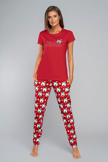 Dámske pyžamo s krátkym rukávom Italian Fashion Cioka mega soft červené