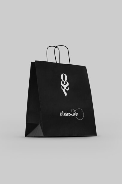 Elegantná darčeková papierová taška Obsessive veľká čierna
