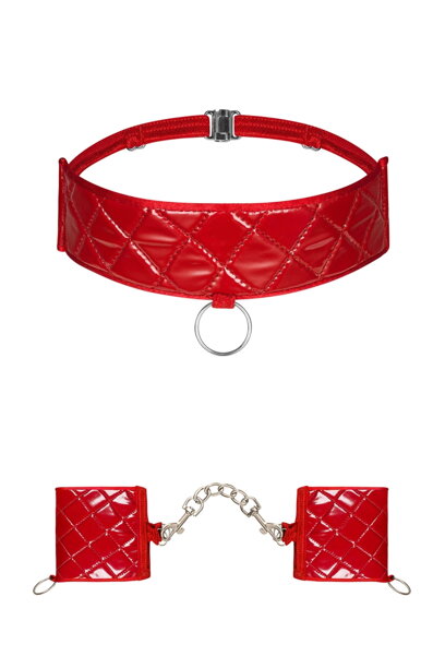 Erotické putá a choker Obsessive Hunteria červené