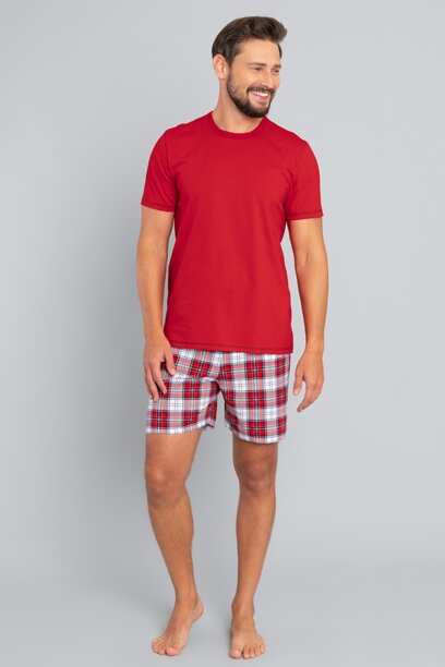 Pánske pyžamo krátke Italian Fashion Moss mega soft červené