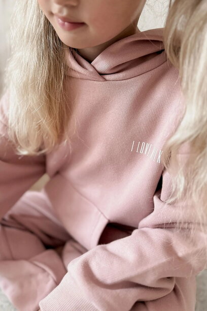 Detská tepláková mikina s kapucňou I Love Milk Pure Powder Pink púdrová ružová