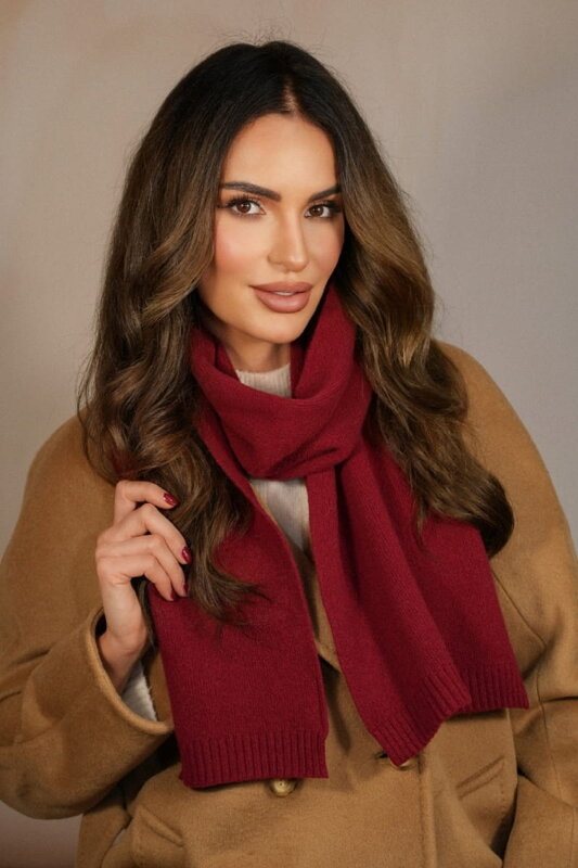Bordový svetlý dámsky šál na zimu Kamea 02