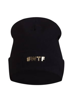 Čierna bavlnená dámska čiapka s nápisom „WTF“ Kamea Lucy