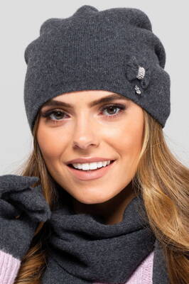 Grafitová elegantná zimná dámska čiapka Kamea Florida