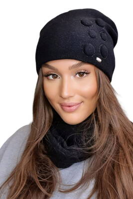 Čierna dámska módna čiapka na zimu Kamea Kalida