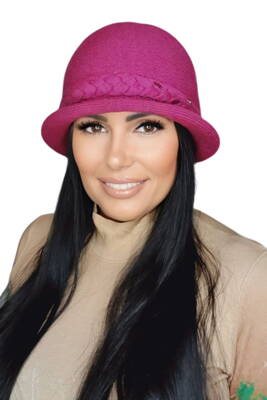 Fuksiový luxusný dámsky zimný klobúk Kamea Farida