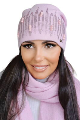Ružová dámska štýlová čiapka na zimu Kamea Gina