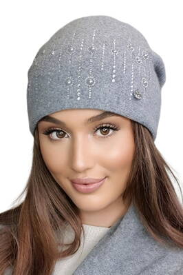 Šedá dámska štýlová zimná čiapka Kamea Eleni