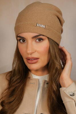 Béžová piesková módna dámska zimná čiapka Kamea Leonora