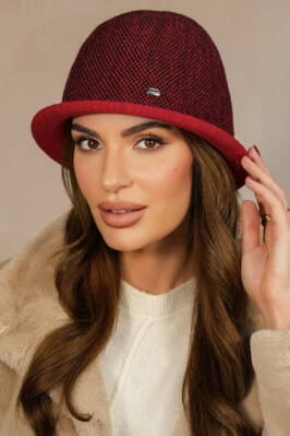 Červený elegantný dámsky klobúk na zimu Kamea Zelda