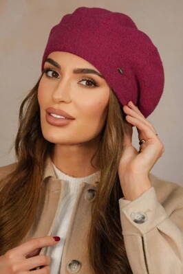 Fuksiová elegantná dámska baretka na zimu Kamea Kiang