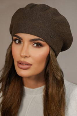 Hnedá elegantná dámska baretka na zimu Kamea Kiang