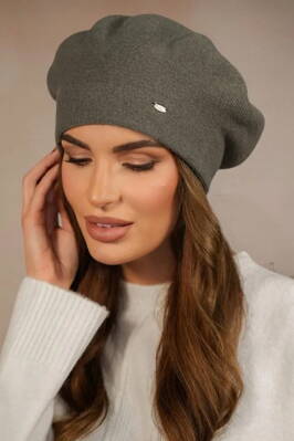 Khaki elegantná dámska baretka na zimu Kamea Kiang