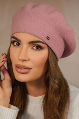 Ružová popolová elegantná dámska baretka na zimu Kamea Kiang