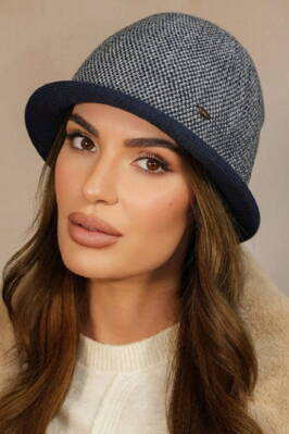 Tmavomodrý elegantný dámsky klobúk na zimu Kamea Zelda