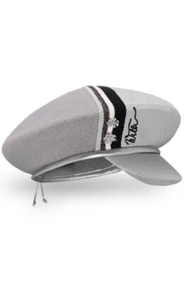 Sivá luxusná štýlová vlnená baretka čiapka so šiltom Willi Timoras