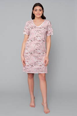 Dámska bavlnená kvetovaná nočná košeľa Italian Fashion Alva ružová