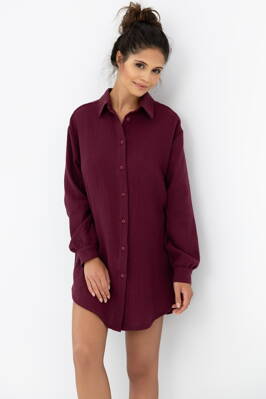 Dámska mušelínová nočná košeľa Sensis Ivory burgundy