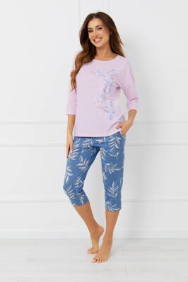 Dámske bavlnené pyžamo 3/4 Italian Fashion Erula ružové