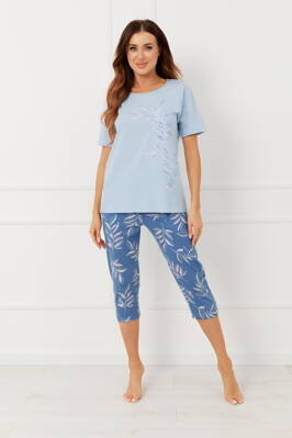 Dámske bavlnené pyžamo krátke Italian Fashion Erula nebesky modré