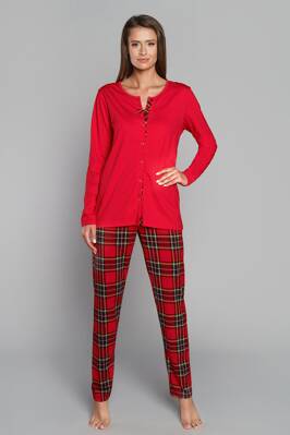 Dámske bavlnené pyžamo na cvoky Italian Fashion Zorza červené