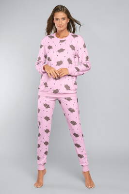 Dámske bavlnené pyžamo s dlhým rukávom Italian Fashion Nala mega soft ružové