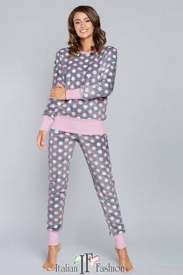 Teplé dámske pyžamo so srdiečkami a guličkami Italian Fashion Lolita mega soft