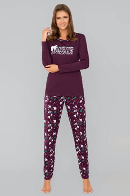 Dámske pyžamo Italian Fashion Animal mega soft bordové