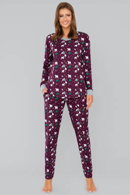 Vianočné dámske pyžamo Italian Fashion Ava mega soft bordové