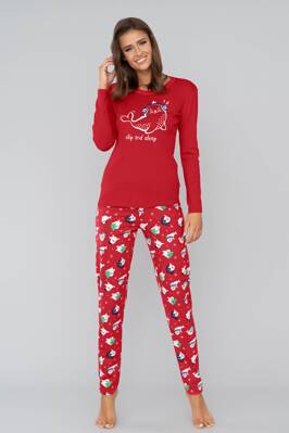Vianočné dámske pyžamo Italian Fashion Kasiana mega soft červené