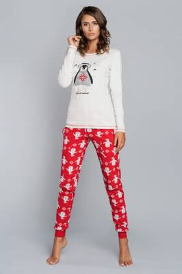 Vianočné dámske pyžamo Italian Fashion Malika mega soft smotanové