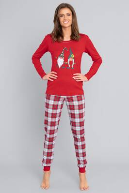 Vianočné dámske pyžamo Italian Fashion Mossi mega soft červené